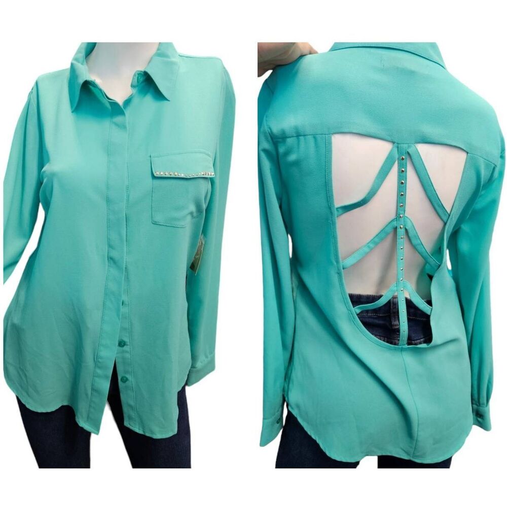 Nicki Minaj Green Open Back Blouse Women’s Size Medium New Tags